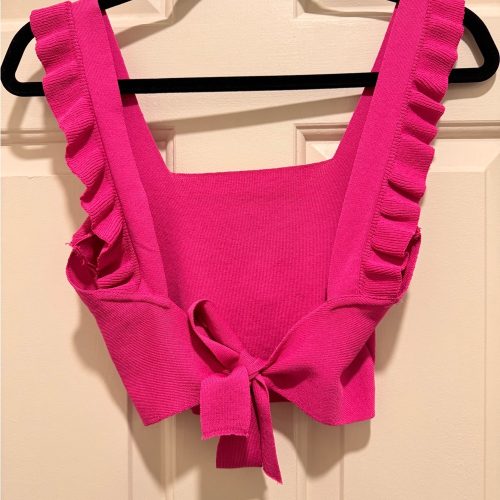 Mango Fuchsia Ruffled Tank TopSize is S - Picture 2 of 4